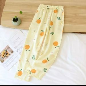 100% Gauze Cotton Pajama Pants Orange